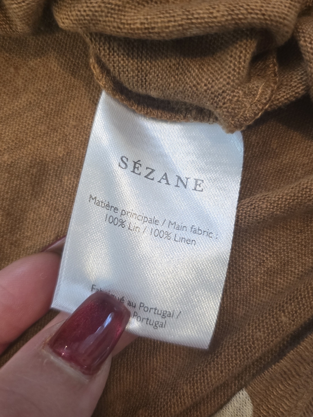 Sézane Polka Dot T-Shirt Tee Brown White Size Small 💯 Linen - Picture 10 of 11
